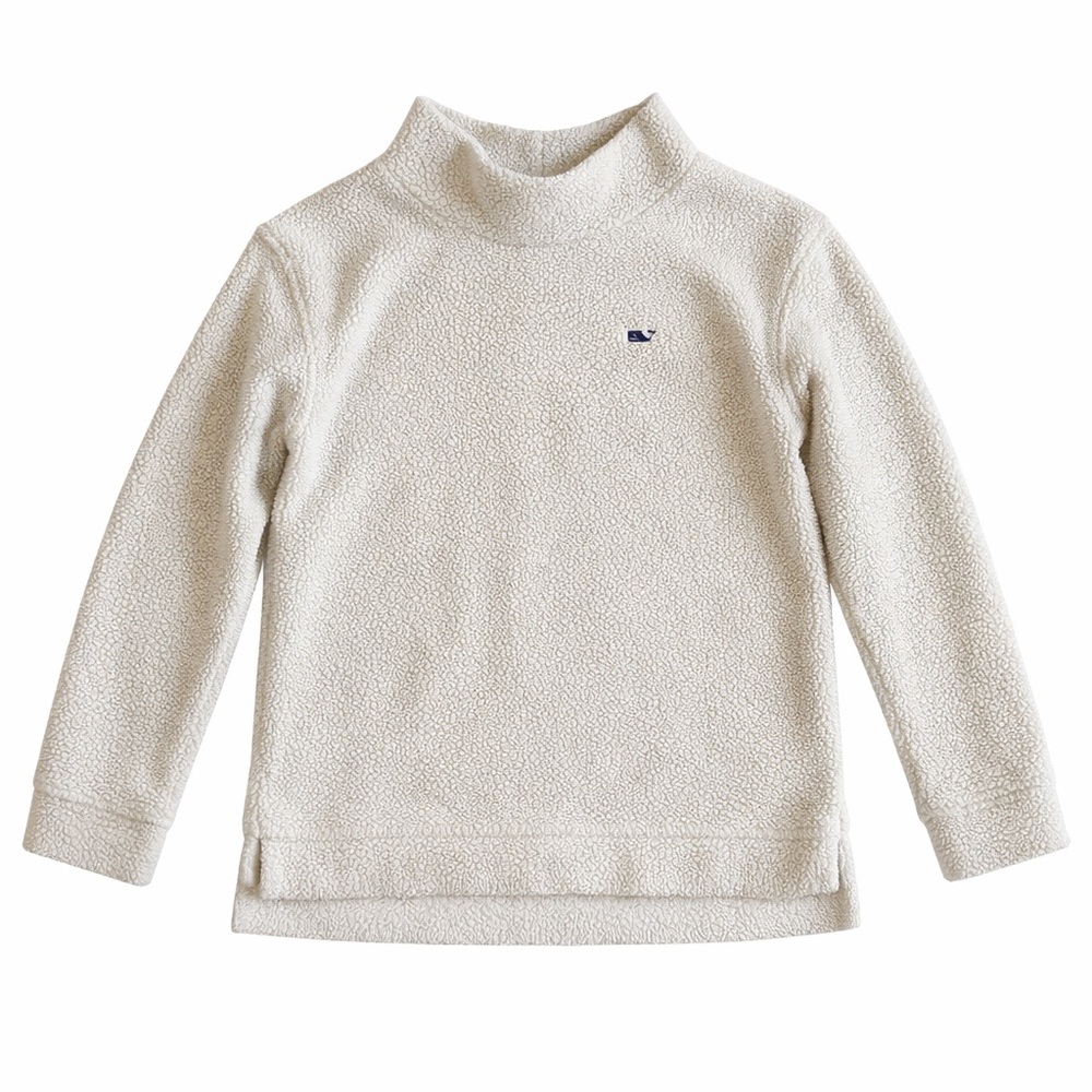 Vineyard Vines Sherpa Pullover Mock Neck Cozy Fleece Off-White Kids M (10–12)